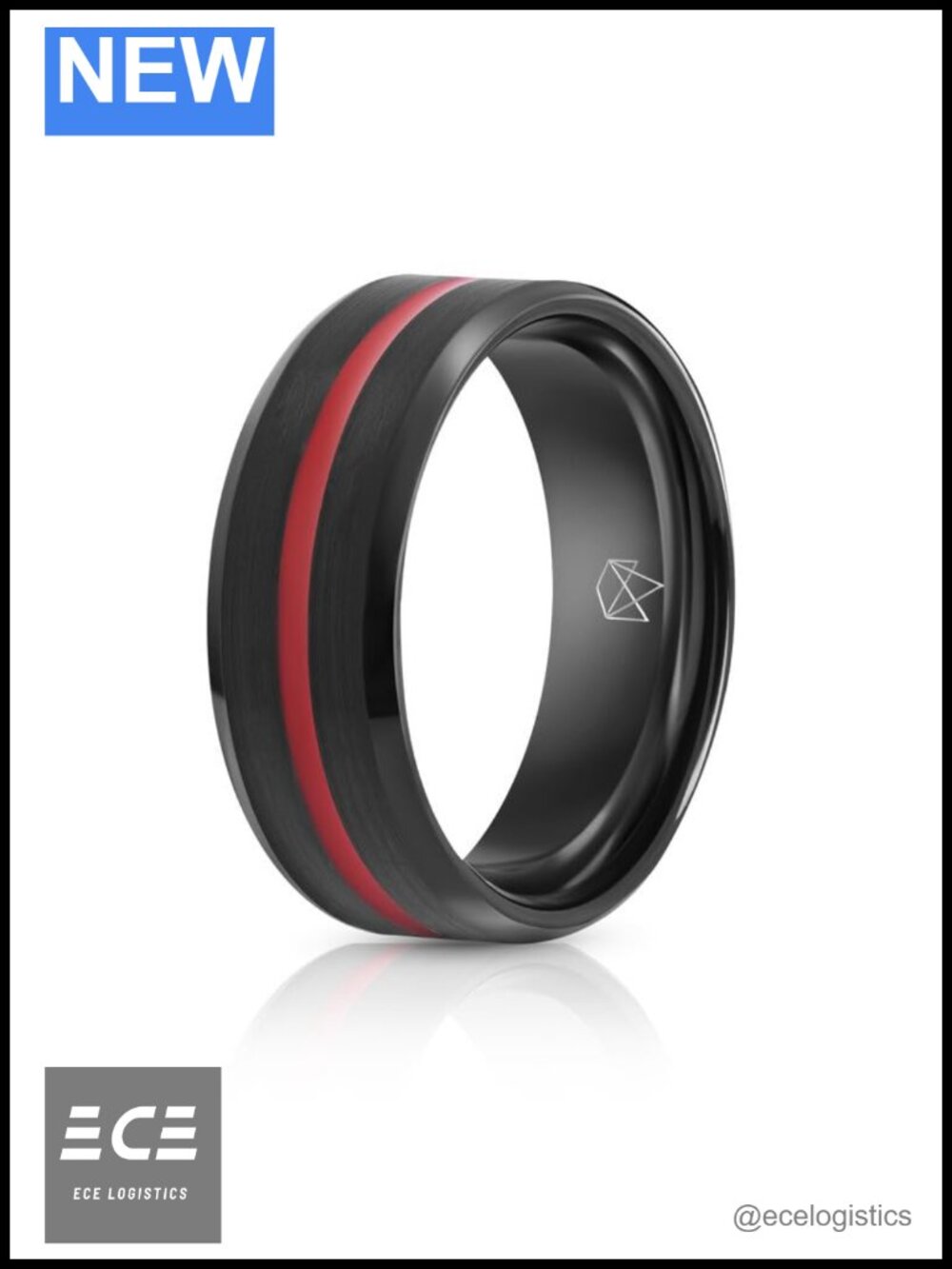Tungsten Carbide Ring 8MM Brushed Matte Beveled Comfort Fit Wedding Band